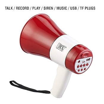 Handheld Megaphone with Recorder and USB/Memory Card Input.