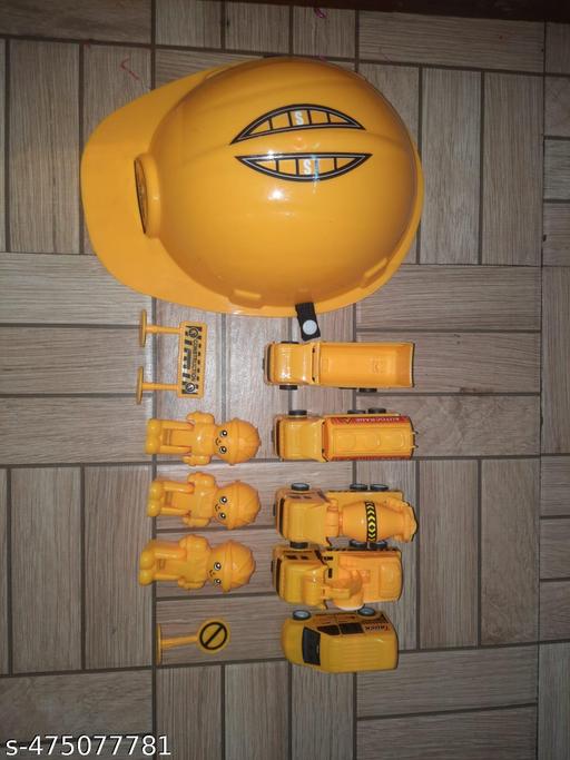 Road Construction City Pull Back Vehicle Helmet Toy Set